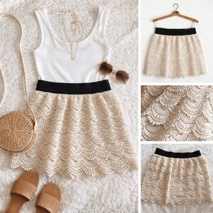 Cousin Earl Lace Skirt Ivory Crochet Size Small Boho Chic NWT